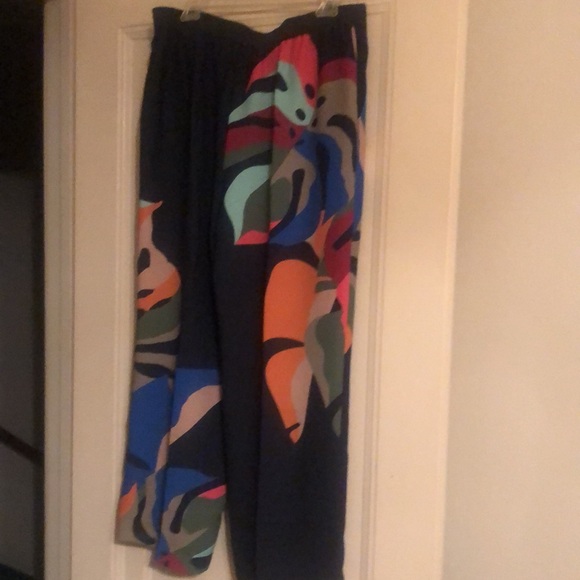 Chicos Tropical Pants. Navy with Bright Tropical Design! - Picture 2 of 6